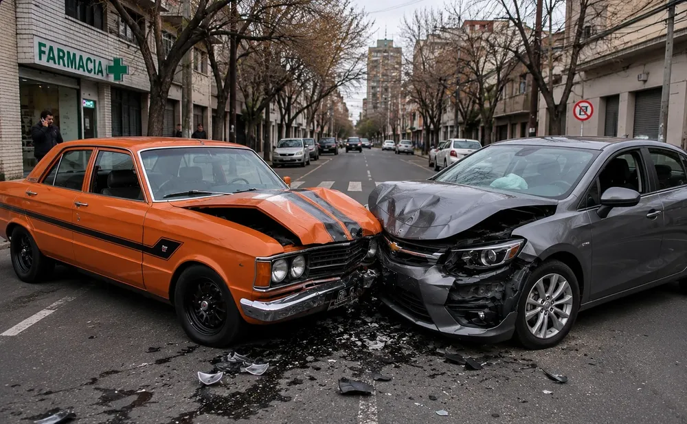 choque auto viejo contra auto nuevo